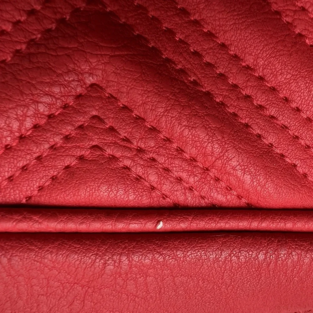 BCBGENERATION Red Quilted Silver Chain Shoulder Bag Purse DAMAGED